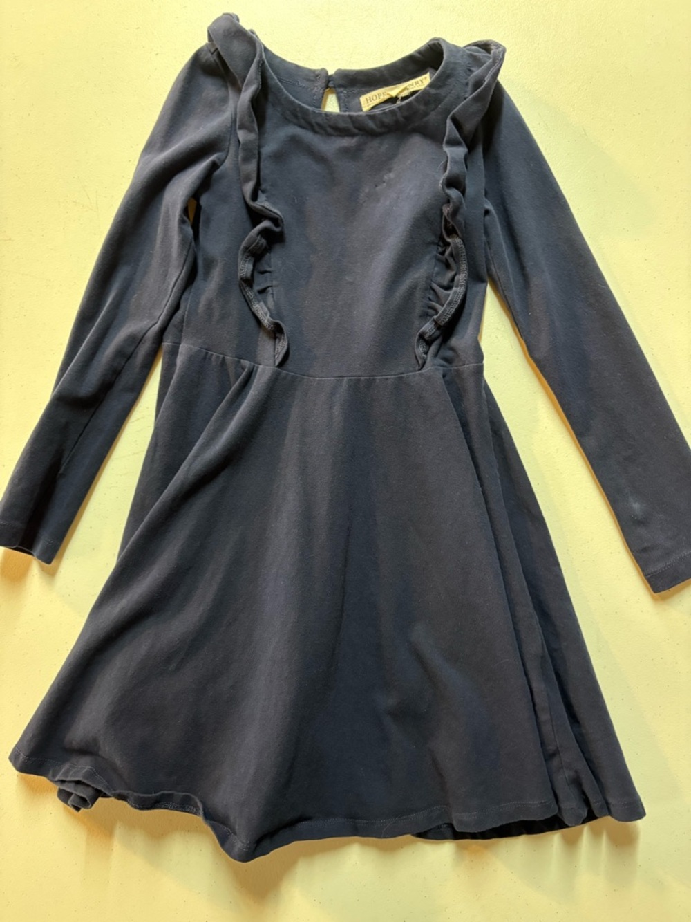 HOPE & HENRY 6 ✨ ORGANIC COTTON kids long sleeve dress navy blue great condition